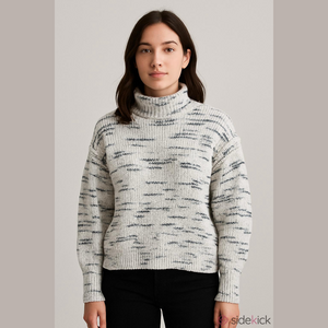 Varley White and Gray Turtleneck Chunky Sweater size XXS